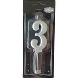 Ngüzel Party 3 Yaş Büyük Boy (7 Cm) 3 Rakam Lüks Pasta Mum Gümüş Gri