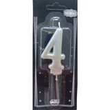 Ngüzel Party 4 Yaş Büyük Boy (7 Cm) 4 Rakam Lüks Pasta Mum Gümüş Gri
