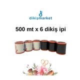 NGV 120 No Siyah-Beyaz Dikiş Ipliği 6 ADET- Küçük Boy Dikiş Ipi Makara (500MT X 6 ADET) -YERLİ ÜRETİM
