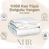 Nhr Home %100 Kaz Tüyü Dolgulu, %90 Gıdık Antibakteriyel, Isı Dengeleyici, Tek Kişilik Yorgan / 155X215 - 155 x 215 cm - Beyaz