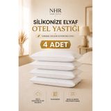 NHR HOME Silikonize Elyaf Otel Yastığı, Pamuklu Kumaş / 50x70 650gr / 4 Adet