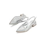 nhtshoes Kadın Işıltılı Kısa Kalın Topuklu Desenli Abiye Stiletto