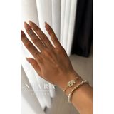 NIARA ATELIER Fil Figürlü ve İncili Altın Kaplama İkili Bileklik Seti