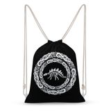 NIBABA İpli Sırt Çantası Viking Scandivanian İskelet Dinozor Büyük Kapasiteli Sırt Çantası Cinch Suya Dayanıklı Kanvas Spor Yoga Spor Çantası Erkek Kız Kadın Erkek, İpli Çanta