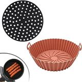 Nibirun Buffer® Siyah Silikon Fırın ve Airfryer Yuvarlak Model 23 cm ve Vizon Pişirme Matı 20 cm