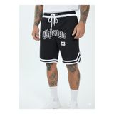 NİCE Baskılı Chicago Tasarım Erkek Siyah Basketbol Şortu - Retro Tarz Filesiz Rahat Kesim Spor Şort