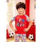 NiCe İç Giyim Futbol Temalı Kırmızı & Gri Renk Pamuk Penye Bisiklet Yaka Lastikli Paça Erkek Çocuk Pijama Takım - Kırmız - Gri - 7 - 8 Yaş