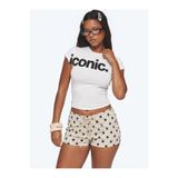NİCE Kadın İconic Baskılı - Likralı Kısa Kol Body Tee Crop
