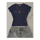 NİCE Kadın Paris Baskılı - Likralı Kısa Kol Body Tee Crop