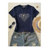 NİCE Kadın Super Women Taş Baskılı - Likralı Kısa Kol Body Tee Crop
