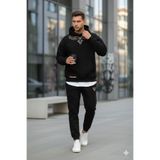 NİCE Oversize Kapüşonlu Pamuklu Erkek Eşofman Takımı | Fleece Günlük Stil Sweatshirt ve Alt Takım Set