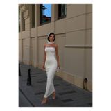 NİCE STYLE KADIN STRAPLEZ YAKA FUL SERPME TAŞ LİKRALI ELBİSE