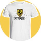 Nice Work By Nice Hands Ferrari Tasarımlı 2025 Özel Koleksiyon Ön Taraf Baskılı Beyaz T-Shirt Tişört - 2XL - 001-Beyaz
