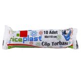 Niceplast Jumbo Çöp Torbası Poşeti - 2 Kat - Siyah - 400 Gr. - 80x110 Cm. -10 Adetlik 5 Rulo