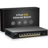Nıcgıga 8*5g Ethernet Bağlantı Noktalı 8 Bağlantı Noktalı 5 GB Ethernet Anahtarı (Yönetilmeyen), 5 Gbps Nas Için Nıcgıga 5 Gbe Ağ Switch, Pc'ler, Wifi7 Router, 5g Adaptör/nıc.