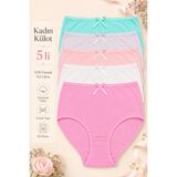 Nicoletta Kadın Külot 5 Li Paket Likralı Pamuklu Yüksek Bel Somon - 3XL