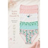 Nicoletta Kadın Külot 7 Li Paket Likralı Pamuklu Mixcolor - 4XL - Çok Renkli