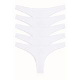 Nicoletta Kadın Külot Brazillian Tanga Lazer Kesim Esnek Iz Yapmayan 5 Li Paket Polyester Beyaz