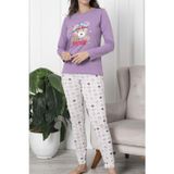 Nicoletta Kadın Pijama Takımı Uzun Kollu Pamuklu LİLA
