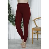 Nicoletta Kadın Yüksek Bel Toparlayıcı Tayt Kaşkorse Fitilli Polyester Bordo