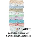 Nicoletta Kız Çocuk Külot 10 Lu Paket Pamuklu Likralı Rastgele Baskılar ve Renkler - Karışık - 2 - 3 Yaş