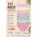 Nicoletta Kız Çocuk Külot 7 Li Paket Pamuklu Likralı Kaşkorse Fitilli Riban Çok Renkli