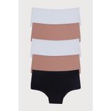 Nicoletta Mıxcolor Kadın Külot Yüksek Bel Lazer Kesim Polyester Esnek Iz Yapmayan Büyük Beden 5'li Paket
