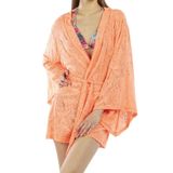 Nicoletta Turuncu Kadın Pareo Kaftan Sabahlık Dantelli - M