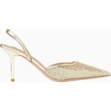 Nicoli Martini 75 Kristal Işlemeli Mesh Slingback Topuklu Ayakkabı, Zarif Işıltı - Gold