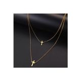 Nida Jewelry 925 Ayar Gümüş Ikili Haç Kolye
