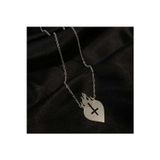 Nida Jewelry 925 Ayar Gümüş Kalp Alev Haç Kolye