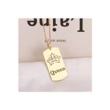 Nida Jewelry 925 Ayar Gümüş Queen Plaka Kolye