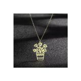 Nida Jewelry 925 Ayar Gümüş Saksıda Çiçek Kolye