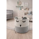 Nidoa Gri Tekli Jüt İp Panda Çok Amaçlı Çocuk Odası Oyuncak Kıyafet Kirli Sepeti Organizer 26x26cm