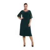 Nidya Moda Büyük Beden Yeşil Şifon Kol Taşlı Abiye Elbise-4053y