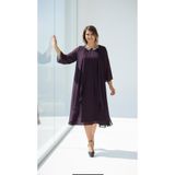 Nidya Moda Kadın Mürdüm Üst Şifon Abiye Elbise 4037M