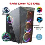 Nif Bilişim 4 Adet Rgb Işıklı Fanlı Oyuncu Gamer Bilgisayar Kasası Temper Camlı Psu Hariç