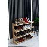 Nifi Art Safir Meşe 4 Raflı Ahşap Ayakkabılık MDF Malzemeden Çok Amaçlı Dekoratif Raf - Kahverengi