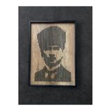 Nifiart Mustafa Kemal Atatürk Özel El İşlemeli Boyalı Çerçeveli Duvar Tablosu