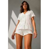Night Kadın Süprem Gömlek Şort Düğme Pijama Takımı