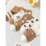 Night Pearly Cn 5’li Ekonomik Paket Teddy Bear Desenli Kadın Patik Çorap Set - 37 - 44 - Beyaz