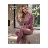 Night Star Kadife Gül Kurusu Pijama Takımı