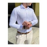 nightblack Erkek Slimfit Cepsiz Parlak Pamuk Uzun Kollu Gömlek Kol Dügme