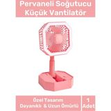 Nightwatchers Deluxe Katlanabilir 2 Modlu USB Şarjlı Sessiz Mini Fan Yelpazeli Pervaneli Soğutucu Vantilatör - Pembe
