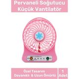 Nightwatchers Premium USB Şarjlı 3 Kademeli Sessiz Taşınabilir Mini Fan Pervaneli Soğutucu Küçük Vantilatör - Pembe