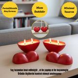 Nigi Store 2 Adet Kalp Şeklinde Kapaklı Mum Seti - Hediyelik Dekoratif Salon Süsü/Dekoru