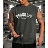 Nigrum Pardus Nıgrum Pardus Yeni Sezon Brooklyn Baskılı %100 Pamuk Kolsuz Büyük Beden Erkek T-Shirt - Gri
