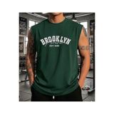 NIGRUM PARDUS YENİ SEZON BROOKLYN BASKILI %100 PAMUK KOLSUZ BÜYÜK BEDEN ERKEK T-SHİRT