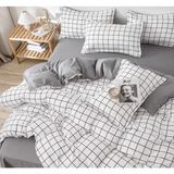Niğtex Tek Kişilik Nevresim Takımı Lastiksiz Çarşaf %80 Pamuk - 160 x 220 cm - Beyaz - Siyah