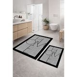 Nihai Ev Dijital Kaymaz Yıkanabilir Home Jüt Görünümlü İkili Banyo Paspası Banyo Dekor 40x60+60x90 cm
